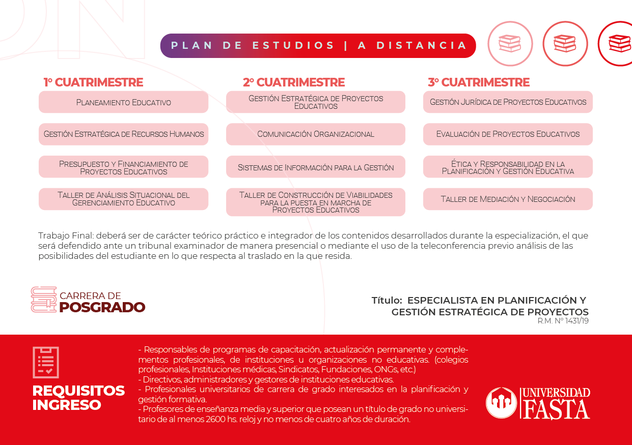 Especialización en Planificación y Gestión Estratégica de Proyectos  Educativos - Educación a Distancia