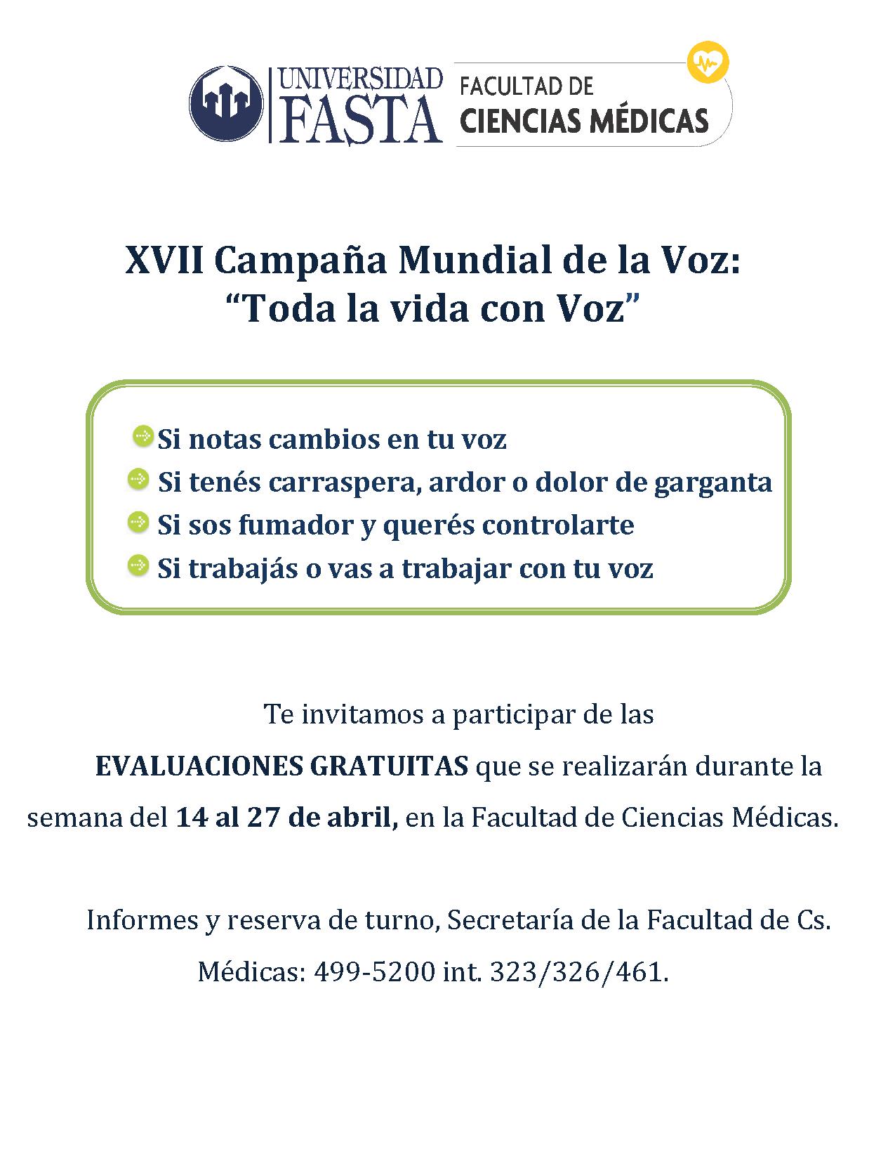 XVII Campaña Mundial de la Voz: “Toda la vida con Voz”