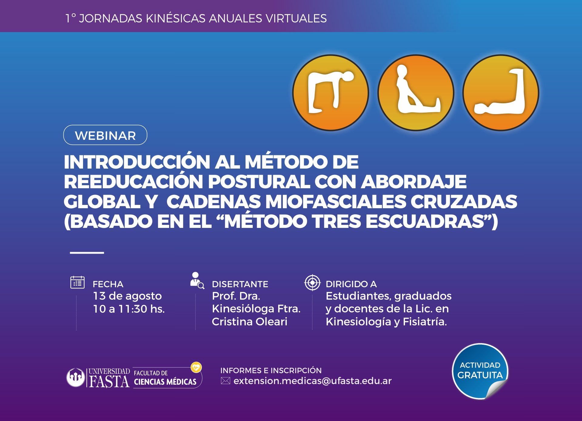 Webinar -Introducción al método de Reeducación Postural con abordaje Global y cadenas miofasciales cruzadas, basado en el "Método Tres Escuadras”