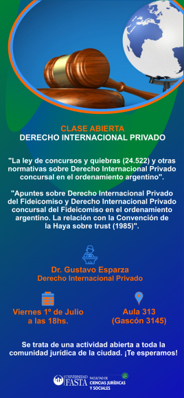 Clase Abierta Derecho Internacional Privado - Disertante: Dr. Gustavo Esparza
